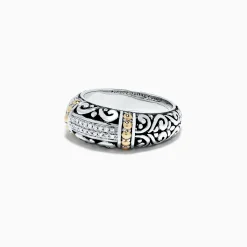 Rings|Effy Jewelry 925 Classic Silver u0026 Gold Diamond Ring, .07 TCW