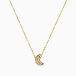 Necklaces & Pendants|Effy Jewelry 925 Gold Plated Sterling Silver Diamond Crescent Moon Pendant