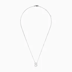 Necklaces & Pendants|Effy Jewelry 14 Karat White Gold Initial "S" Diamond Necklace
