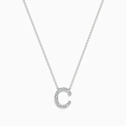 Necklaces & Pendants|Effy Jewelry 14 Karat White Gold Initial "C" Diamond Necklace