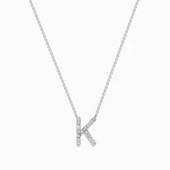 Necklaces & Pendants|Effy Jewelry 14 Karat White Gold Initial "K" Diamond Necklace