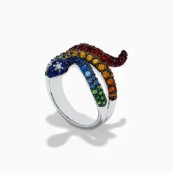 Rings|Effy Jewelry 925 Safari Sterling Silver Multi Sapphire Snake Ring