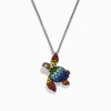 Necklaces & Pendants|Effy Jewelry 925 Seaside Sterling Silver Multi Sapphires Turtle Pendant
