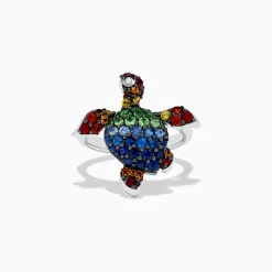 Rings|Effy Jewelry 925 Seaside Sterling Silver Mutli Sapphires Turtle Ring