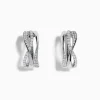 Earrings|Effy Jewelry 925 Silver Diamond Crossover Hoop Earrings