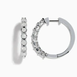 Earrings|Effy Jewelry 925 Silver Diamond Hoop Earrings