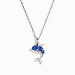 Necklaces & Pendants|Effy Jewelry 925 Silver Tanzanite and Diamond Dolphin Pendant