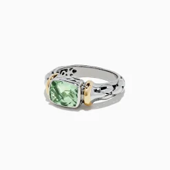 Rings|Effy Jewelry 925 Sterling Silver and 18K Gold Green Amethyst Ring, 1.75 TCW
