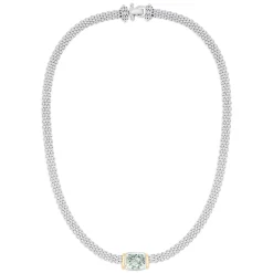 Necklaces & Pendants|Effy Jewelry 925 Sterling Silver and 18K Gold Green Amethyst Necklace, 4.70 TCW