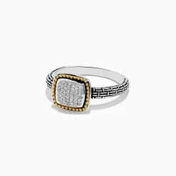Rings|BH Multi 925 Sterling Silver and 18K Gold Diamond Ring, 0.21 TCW