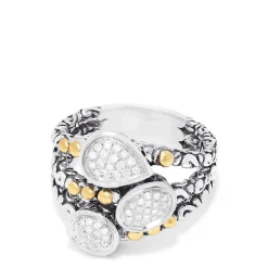 Rings|Effy Jewelry 925 Sterling Silver and 18K Gold Accented Diamond Ring, 0.21 TCW