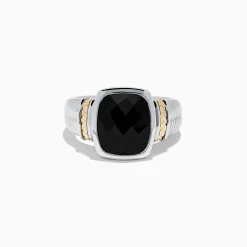 Rings|Effy Jewelry 925 Sterling Silver and 14K Yellow Gold Onyx Ring