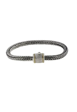 Bracelets|Effy Jewelry 925 Sterling Silver and 18K Yellow Gold Diamond Bracelet, 0.14 TCW
