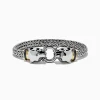 Bracelets|Effy Jewelry 925 Sterling Silver and 18K Yellow Gold Panther Braided Chain Bracelet