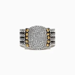 Rings|Effy Jewelry 925 Sterling Silver and 18K Yellow Gold Diamond Ring, 0.39 TCW