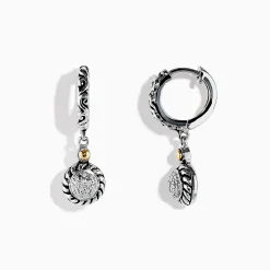 Earrings|Effy Jewelry 925 Sterling Silver and 18K Yellow Gold Diamond Drop Earrings