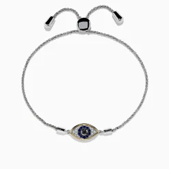 Bracelets|Effy Jewelry 925 Sterling Silver Blue Sapphire and Diamond Evil Eye Bracelet