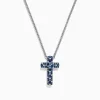 Necklaces & Pendants|Effy Jewelry 925 Sterling Silver Blue Sapphire Splash Cross Pendant, 0.95 TCW