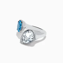 Rings|Effy Jewelry 925 Sterling Silver Blue Topaz, White Topaz Toi Et Moi Ring