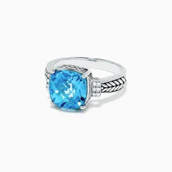 Rings|Effy Jewelry 925 Sterling Silver Blue Topaz and Diamond Ring, 5.05 TCW