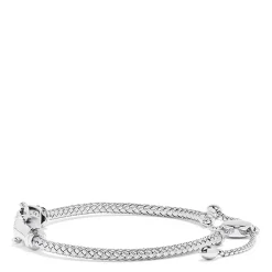 Bracelets|Effy Jewelry 925 Sterling Silver Braide Chain Diamond Panther Bolo Bracelet, 0.10 TCW