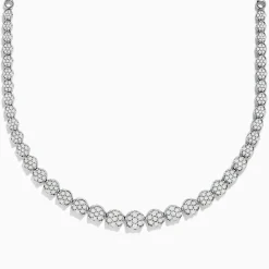 Necklaces & Pendants|Effy Jewelry 925 Sterling Silver Diamond Bouquet Necklace