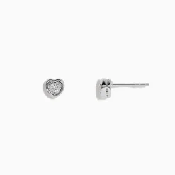 Earrings|BH Multi 925 Sterling Silver Diamond Heart Earrings, 0.15 TCW