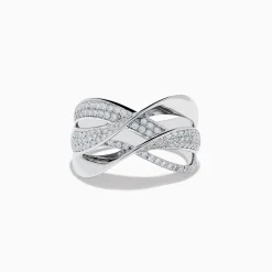 Rings|Effy Jewelry 925 Sterling Silver Diamond Crossover Ring
