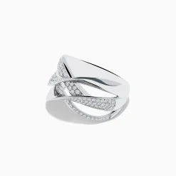 Rings|Effy Jewelry 925 Sterling Silver Diamond Crossover Ring