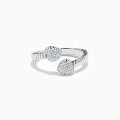 Rings|Effy Jewelry 925 Sterling Silver Diamond Bypass Heart Ring