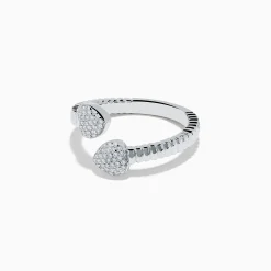 Rings|Effy Jewelry 925 Sterling Silver Diamond Bypass Heart Ring