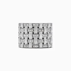 Rings|Effy Jewelry 925 Sterling Silver Diamond Basket Weave Ring, 0.34 TCW
