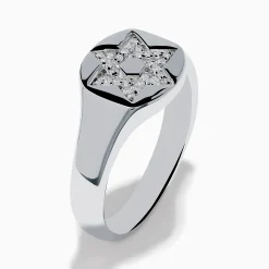Rings|Effy Jewelry 925 Sterling Silver Diamond Star of David Ring