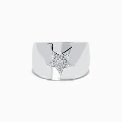 Rings|Effy Jewelry 925 Sterling Silver Diamond Star Wide Band Ring