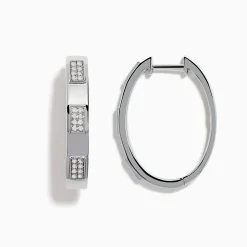 Earrings|Effy Jewelry 925 Sterling Silver Diamond Hoop Earrings