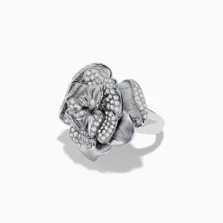 Rings|Effy Jewelry 925 Sterling Silver Diamond Flower Ring