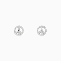 Earrings|BH Multi 925 Sterling Silver Diamond Peace Sign Stud Earrings