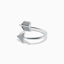 Rings|Effy Jewelry 925 Sterling Silver Diamond Spiral Arrow Ring