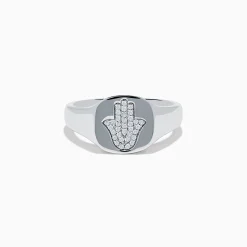 Rings|Effy Jewelry 925 Sterling Silver Diamond Hamsa Ring