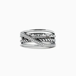 Rings|BH Multi 925 Sterling Silver Diamond Crossover Ring, 0.08 TCW