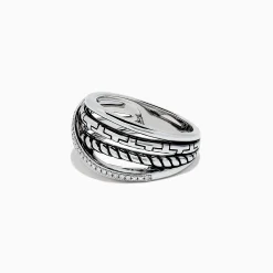 Rings|BH Multi 925 Sterling Silver Diamond Crossover Ring, 0.08 TCW