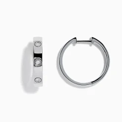 Earrings|Effy Jewelry 925 Sterling Silver Diamond Huggie Earrings