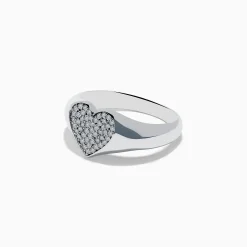 Rings|Effy Jewelry 925 Sterling Silver Diamond Heart Ring