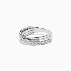 Rings|BH Multi 925 Sterling Silver Diamond Crossover Ring, 0.23 TCW