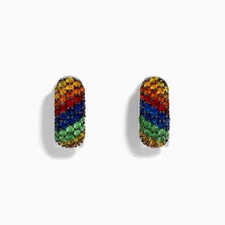 Earrings|Effy Jewelry 925 Sterling Silver Multi Color Sapphire Huggie Earrings