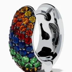 Earrings|Effy Jewelry 925 Sterling Silver Multi Color Sapphire Huggie Earrings