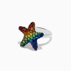Rings|Effy Jewelry 925 Sterling Silver Multi Color Sapphire Starfish Ring