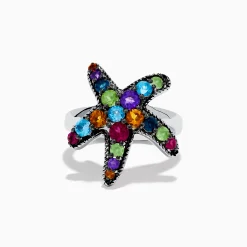 Rings|Effy Jewelry 925 Sterling Silver Multi Color Gemstone Starfish Ring