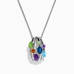 Necklaces & Pendants|Effy Jewelry 925 Sterling Silver Multi Color Gemstone and Diamond Pendant