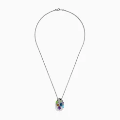 Necklaces & Pendants|Effy Jewelry 925 Sterling Silver Multi Color Gemstone and Diamond Pendant